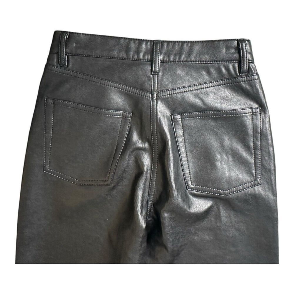Aritzia Wilfred Womens Faux Leather Straight Leg Pants Size 0 Black High‎ Rise - Picture 4 of 16